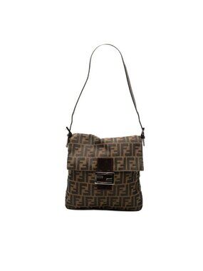 Fendi Zucca FF Logo Bag Brown Canvas Leather